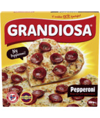 Grandiosa Pepperoni er Norges nest mest spiste pizza. Pizzaen har masse deilig pepperoni toppet med mozzarella og Jarlsbergost. Sammen blir dette utrolig pepp! 